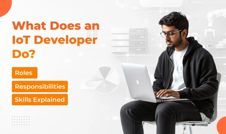 Expert IoT developers working on a scalable architecture for custom IoT development services